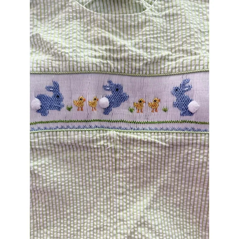 Southern sunshine 100% cotton baby romper jumper one piece smocked gingham 9 Mon